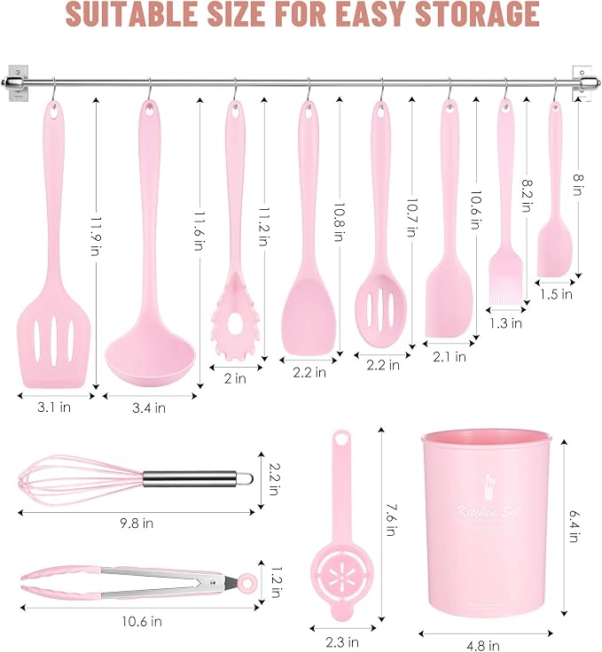 Kitchen Utensils Set-12 Pieces Silicone Cooking Utensils Set (Dishwasher Safe) 392°F Heat Resistant Spatula Set, Nonstick Cookware | Dishwasher Safe 392°F Heat Resistant Spatula Set Kitchen Utensil Set for Nonstick Cookware,Best Kitchen Tools with Holder