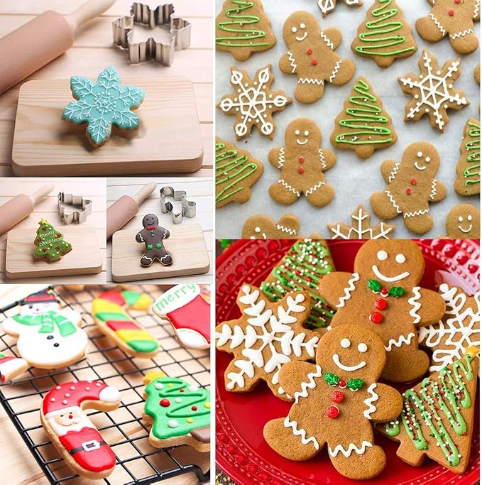 Christmas Cookie Cutter Set - 5 Piece Holiday Cookies Molds - Snowman, Christmas Tree, Gingerbread Man, Candy Cane, Snowflake