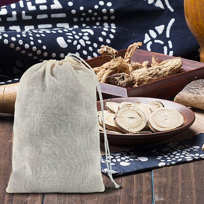 YQL 4x6 Inch Spice Bags for Cooking, 30PCS Reusable Muslin Drawstring Bags | Cotton Tea Filter Bags for Soup, Herbs, Spices, Coffee, Cheesecloth Straining and Kitchen Cooking Use