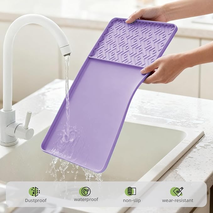 Silicone Coffee Mat with Raised Edges 19" x 12" – Waterproof Countertop Mat, Coffee Maker Pad, Espresso Machine Mat, Heat Resistant Dish Drying Mat