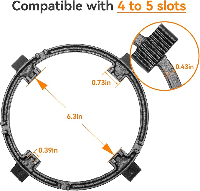 WANGYUANJI 8.3" Cast Iron Wok Ring for Gas Burner - Universal Stove Adapter for Round Bottom Woks, Heavy Duty Non-Slip Support Rack Fits 6.7" Cookware, Stable & Heat-Resistant Stove Grate Stand