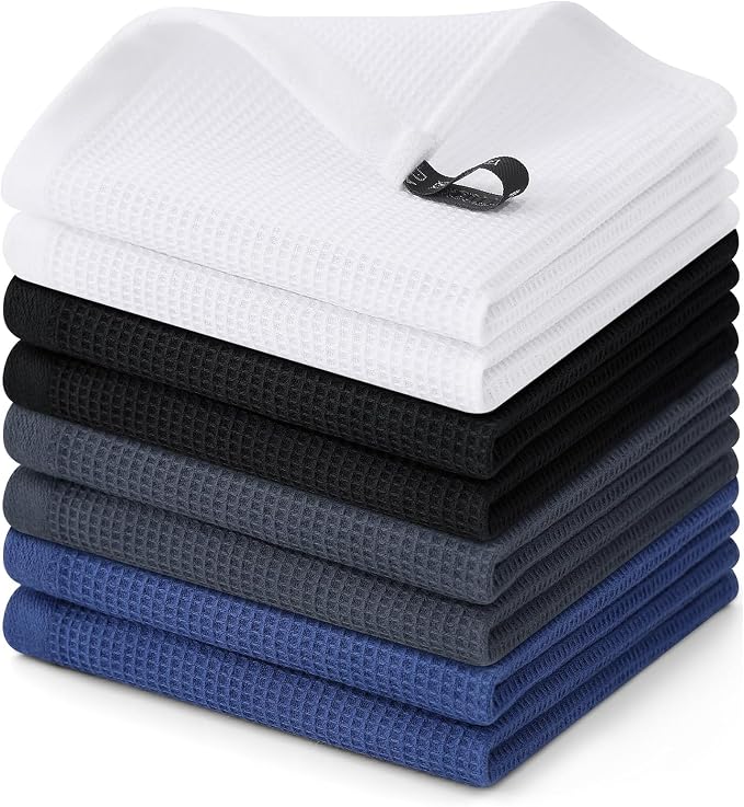 Homaxy 100% Cotton Waffle Weave Dish Cloths, 8 Pack, Multiple Colour | Soft and Absorbent Dish Towels, 12 x 12 Inches Quick Dry Dish Rags