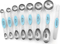 Spring Chef Stainless Steel Magnetic Measuring Spoons Set of 8, Aqua Sky | Nesting Metal Teaspoon & Tablespoon Measuring Spoons with Leveler for Dry & Liquid Ingredients, Dual Sided, Dishwasher Safe