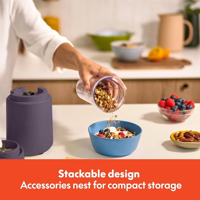 bella Rocket Blender 6-Piece Set with Stacking Cups, Plum
