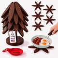MINARAI-Wooden Trivets for Hot Dishes,5-Pads,Silicone Spoon Holder Included | Protects Countertops From Hot Pots, Pans And Teapots. Top Holiday Gifts
