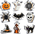 Halloween Cookie Cutters Set 9 Pieces, Metal Cookie Cutters Shapes - Bat, Ghost, Pumpkin, Cat, Witch's Hat, Spider, Spider Web, Skull, Tombstone, Stainless Steel Biscuit Molds for Party Decorations