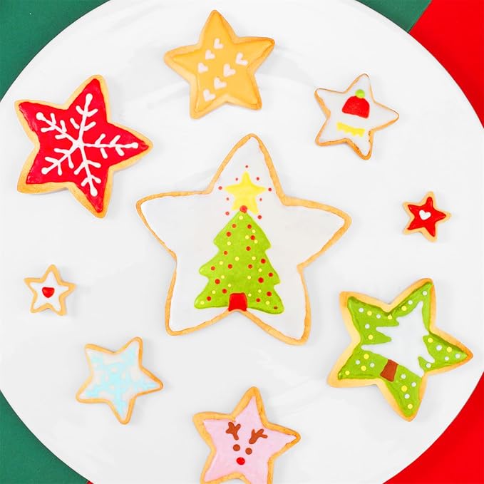 Nifogo Star Cookie Cutters 5 Pcs | Mini Small Large Sizes, Stainless Steel, Sandwich Cutter, Vegetable Fruit Cutters Shapes for Kids Boys Girls, Flag Day