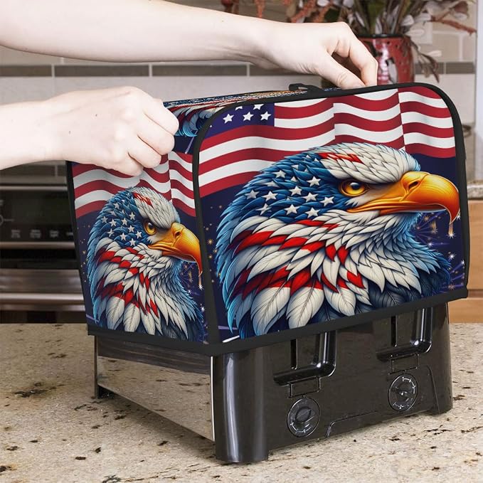 2 Slice Toaster Cover 250 Eagle American USA Flag Toaster Covers Two Slice Wide Slot Waterproof and Dustproof Covers for Wide Slot Toasters and Small Appliances Kitchen Decor Gifts