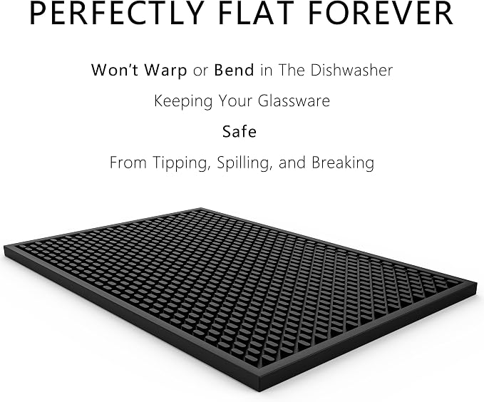 AXIESO Bar Mat 18 x 12 in - Silicone Coffee Bar Mats for Countertop | 1/2 in thick, heat-resistant, food-safe drip mat; non-slip dish drying mat for kitchen counters, restaurants and glassware