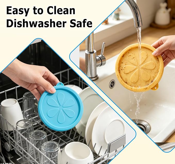 2 Cup Silicone Replacement Lids Compatible with Pyrex 7200-PC Glass Bowls, 4 Pack BPA Free & Leakproof Round Food Storage Covers, Safe for Dishwasher Refrigerator Microwave Use 4 Colors