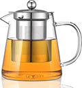 Glass Teapot, Tea Pot with Removable Infusers for Loose Tea, Borosilicate Glass Tea Kettle Tea Maker Stovetop for Party, Camping,Travel (950ML)