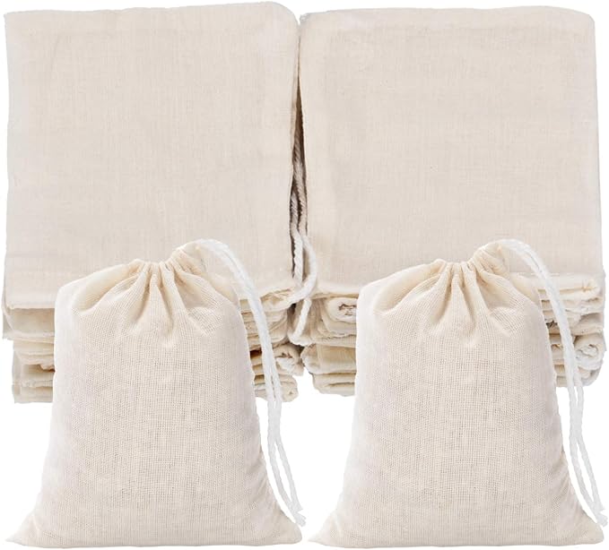Tatuo 50 Pcs Muslin Bags 3 X 4 Inches, Cotton Drawstring Pouches Party | Natural Cotton Cloth Small Pouches, Reusable Linen Sachet for Gift Favor, Wedding Party Supplies, Craft Home Storage