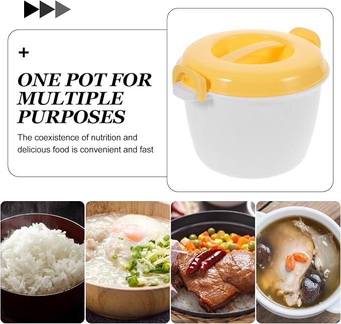 SHERCHPRY Microwave Rice Cooker 4 Cup Microwave Rice Steamer Bowl for Vegetables Noodles and Pasta Food Grade 7.87 X 7.87 X 6.10 in