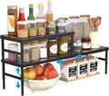 2 Pack Expandable adjustable stackable kitchen cabinet organizer,spice rack | Counter Shelf for Cabinets,Small Cupboard Organizers,Heavy Duty Metal Pantry Storage Shelves Racks for kitchen,bathroom