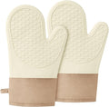 Silicone Oven Mitts，Heat Resistant up to 500°F, Oven Gloves with Soft Lining, Non-Slip Kitchen Essentials, Kitchen Gadgets, Apartment Essentials, Great Gift for Cooking (beige-1pair)