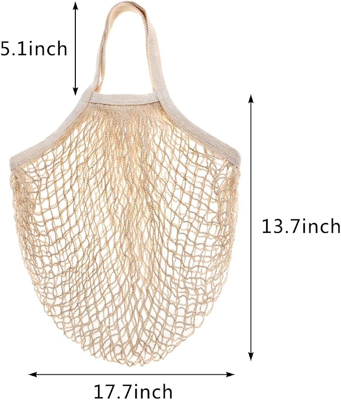 CABAX Cotton Mesh Produce Bags, Reusable Grocery Fruit Food Bags, Net String Shopping Tote Bag, Pack of 1