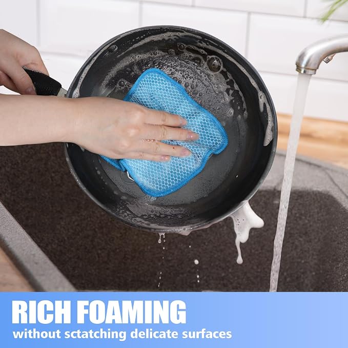 Dish Cloths for Washing Dishes with Scrub Side, Microfiber Dish Rags | Dual-sided microfiber dish cloths with scrubber for stuck-on food, quick dry kitchen washcloths 9 Pack, Mixed Colors, 7 Inch