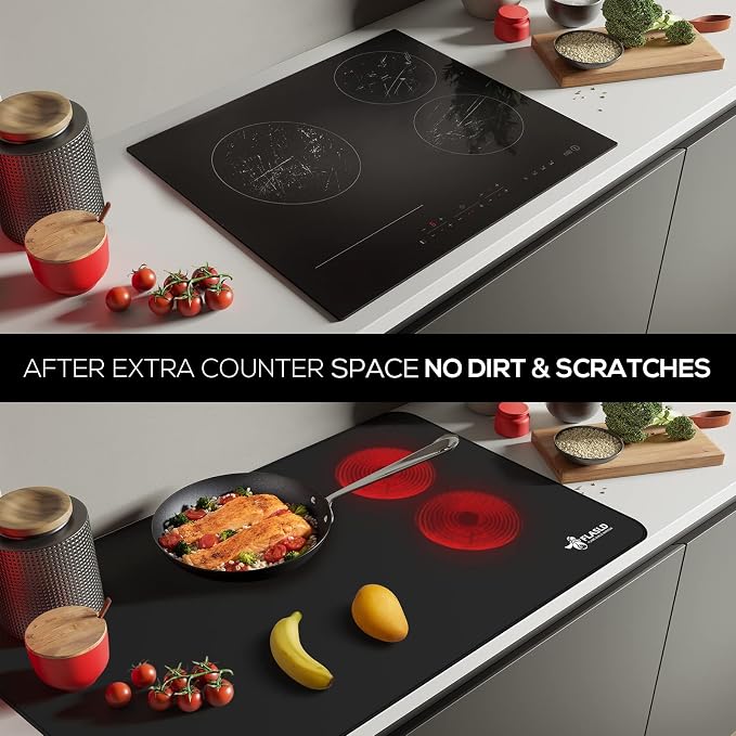 FLASLD Stove Top Covers - Glass Top & Ceramic Cooktop Protectors, Full Covers for Electric Stovetop, Black-2132 inch