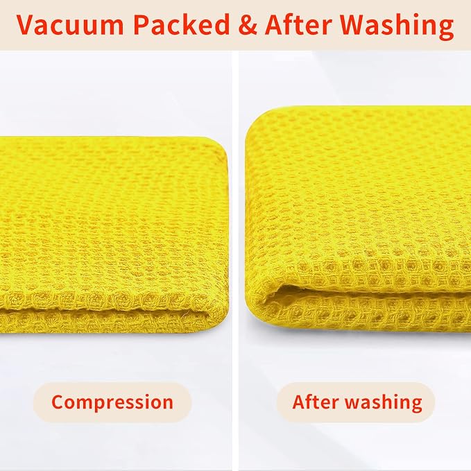 Homaxy 100% Cotton Waffle Weave Kitchen Dish Cloths 6-Pack, Yellow | 12 x 12 Inches, Ultra Soft Absorbent Dish Towels, Quick Drying Dish Rags with Hanging Loop