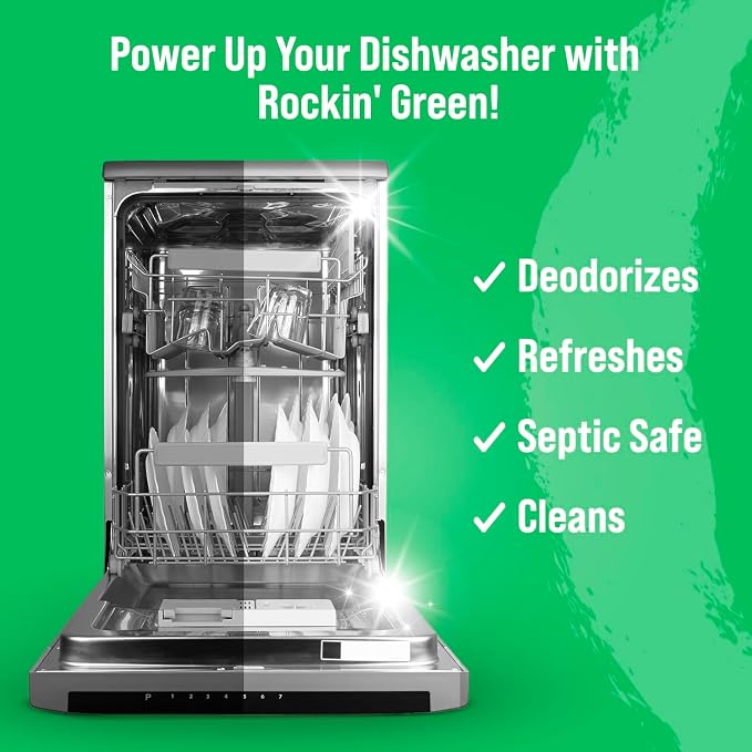 Rockin' Green Dishwasher Cleaner Citrus Lime Tablets 8 Pack | Deep Cleaning, Deodorizing, for Dishwashers Washing Machines Garbage Disposals, Removes Odor and Residue