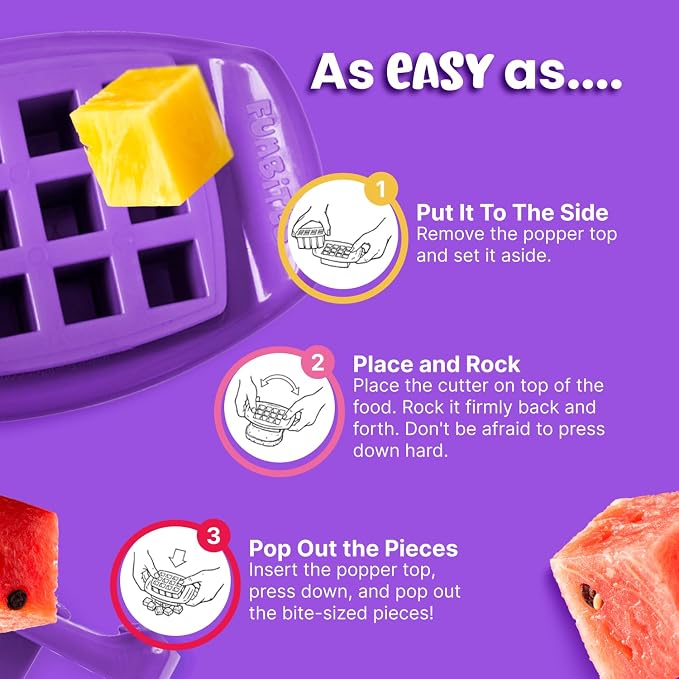 Sandwich Cutter for Kids Lunch, Crustless Bento 2-Pc Set, 1 Pack | Purple Squares food cutter for toddlers, bite-size uncrustable shapes, bento lunch accessory, BPA-free, dishwasher safe