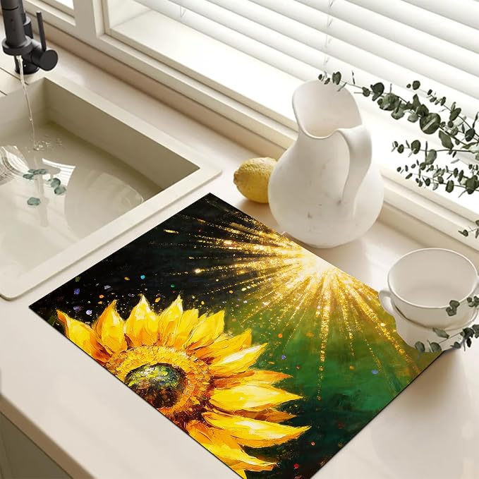 HOMETITUTE Spring Stove Top Cover 28x20 Sunflower Inspirational Art Heat Resistant