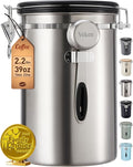 Veken Coffee Canister,39OZ, 2.2lbs,Large Airtight Stainless Steel Container | Kitchen Food Storage Jars for Beans,Ground, Espresso, Rice,Tea, Sugar, Cereal, Cookie,Gifts, Lids, Scoop, Silver