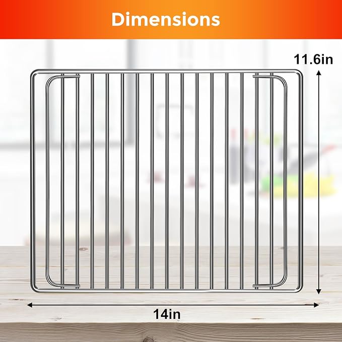 Smart Oven Rack for Breville Air Fryer Countertop Oven BOV845BSS, 14''×11.6'' Stainless Steel Air Fryer Accessories Replacement Parts Roasting Steamer Grill Racks Baking Tray，Dishwasher safe