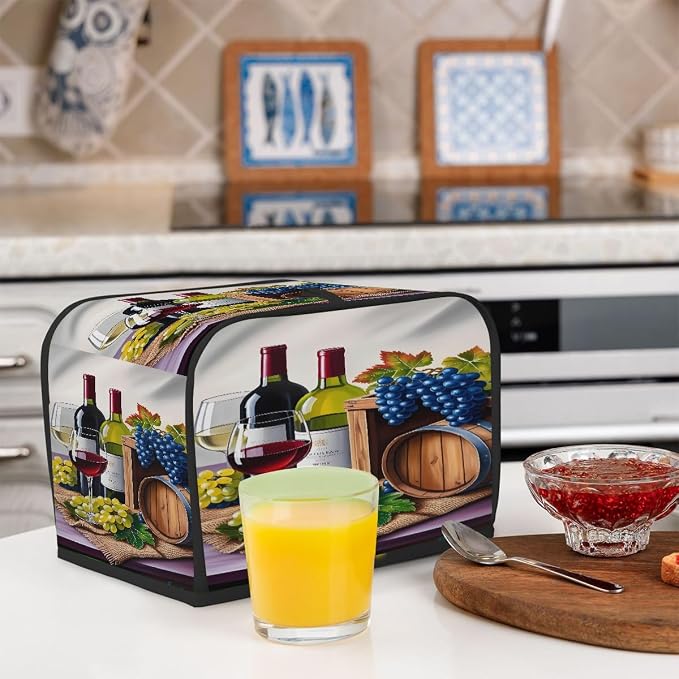 2 Slice Toaster Cover Grapes Red Wne Toaster Covers Two Slice Wide Slot Waterproof and Dustproof Covers for Wide Slot Toasters and Small Appliances Kitchen Decor Gifts