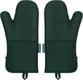 Beneno Heat Resistant 500°F Kitchen Oven Mitts 2-Pack, 7.5"x14.3", Green | Textured Non-Slip Silicone Grip, Extra Long Forearm Protection, Soft Quilted Cotton Terry Lining, Ideal for Baking & Grilling