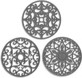 ME.FAN Trivets / Silicone Trivets 3 Pcs Silicone Mats for Hot Dishes / Hot Pots / Hot Pans, Hot Pads to Portect Table and Counter Top - Flexible / Durable / Non Slip (Grey)