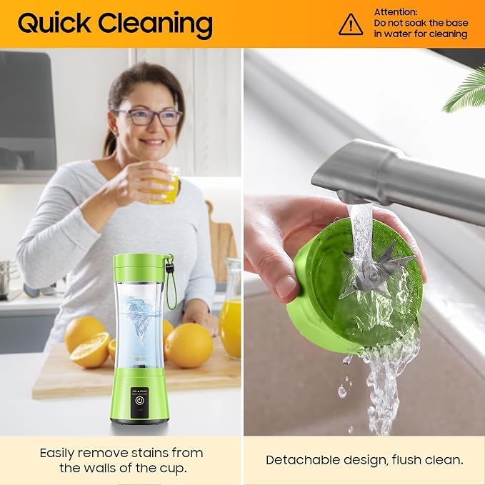 Personal Size Portable Blender Make Smoothies - Mini Blender 12oz Juice Cup | Powerful Blending with 6 Stainless Steel Blades, BAP-Free, Lightweight, Easy Clean,Suit in Travel/Office/Gym/Picnic/ Sports