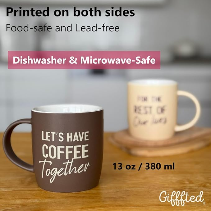Triple Gifffted Lets Have Coffee Together Mug Set For Couples, 13oz Ceramic | Engagement Wedding Gifts for Couple, Bride & Groom, Newlywed, Bridal Shower, His and Hers, Mr and Mrs, Christmas, Valentine's