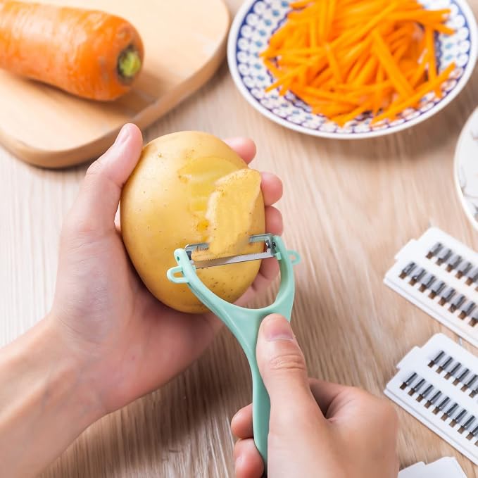Mandoline Slicer for Kitchen 7-in-1 Mandoline Food Slicer | Potato/Cheese/Vegetable/Carrot/Cucumber Grater,Cutter, Grinder,Waffle Fry Cutter,Julienne Peeler