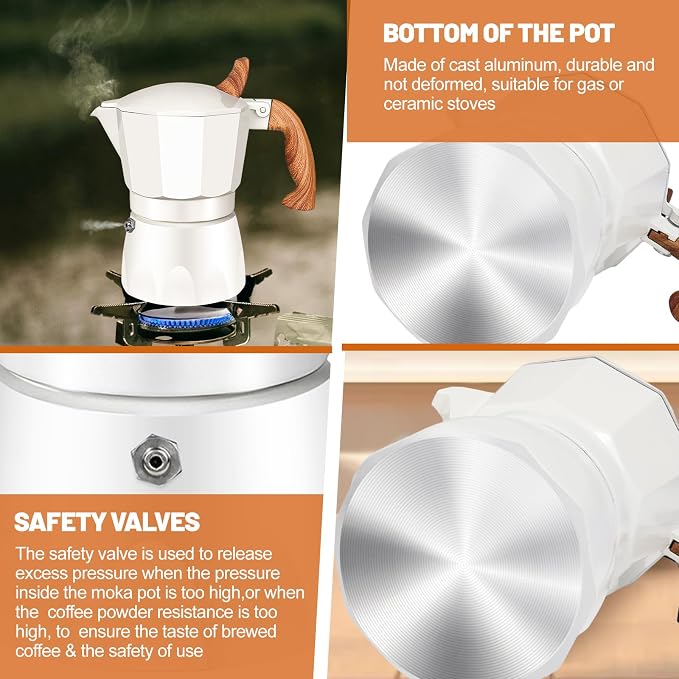 3 Cup Aluminum Espresso Stovetop Moka Pot Express Coffee Maker Percolator Italian Classic Mocha Coffee Machine for Italian and Cuban Cafe Brewing for Home & Camping 150ml 5oz
