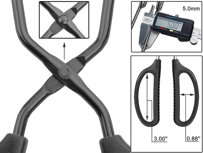 HINMAY 12" Stainless Steel Scissor Tongs with Comfort-Grip Handle (Black)