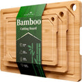 Kitsure Bamboo Cutting Board for Kitchen, Set of 3, Natural | Multi-Sizes Wooden Cutting Boards for Chopping & Serving, Convenient Kitchen Essentials, Deep Juice Grooves