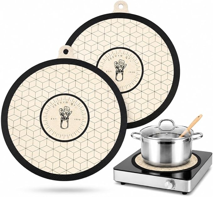 Induction Cooktop Mat - Silicone Stove Cover, Stove Mat, 2 Pack 7.8”(20cm) | Scratch Protector for Magnetic Stove, Non-Slip Pads for Pots and Pans, Protects Induction Stove from Spills and Scratches