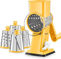 Geedel Upgraded Rotary Cheese Grater Hand Crank, Vegetable Shredder Slicer | 4 Blades, Stronger Suction Base, Wider Chute, 18x Faster Cutting, No BPA, Stainless Steel, for Cheese, Veggies, Nut