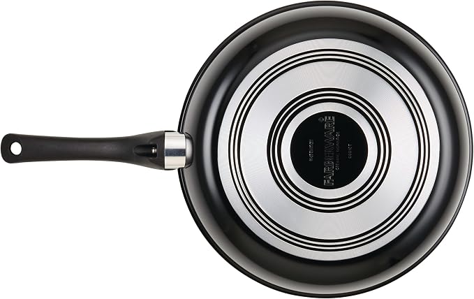 Farberware Glide Copper Ceramic Nonstick Egg Poacher Pan with Lid, 8-Inch, Black