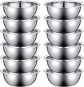 Pinkunn 12 Pcs Stainless Steel Mixing Bowls, Nesting Metal Salad Prep Bowls Bulk Reusable Baking Food Container Large Medium Small for Kitchen Hotel Restaurant Cooking, Silver (10.2 x 3.26 Inch)