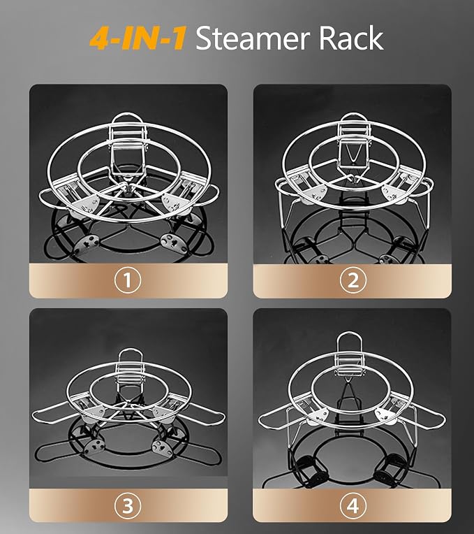 Ugotit Round Steamer Rack for Pots, Adjustable Instant Pot Trivet | Expandable Stainless Steel Steamer Insert, for Wok, Pans, Instant Pot, Cooling