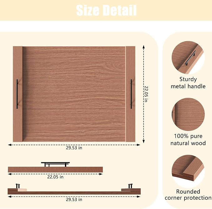 Walnut-colored Wood Noodle Board Stove Cover with Handles - 30x22 Large Stove Top Covers for Gas Burners, Decorative Wooden Stove Topper for Electric Range, Extra Counter Space for Farmhouse