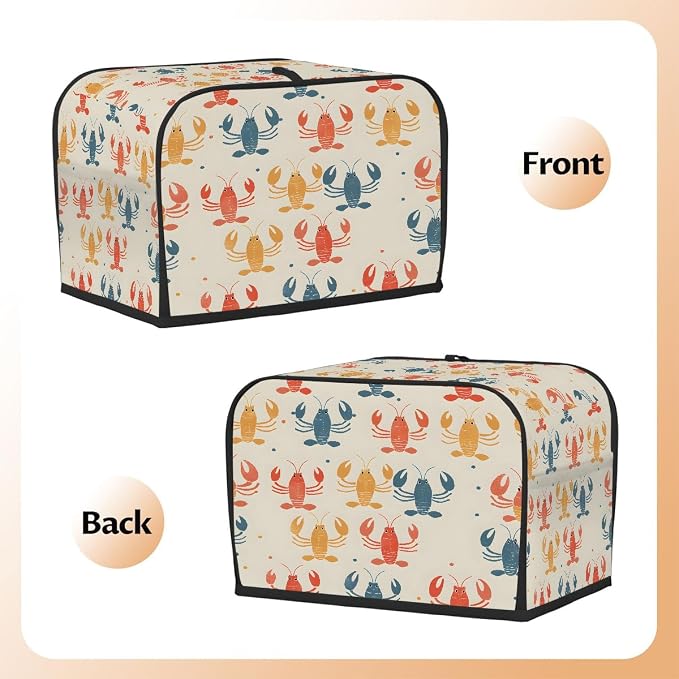 4 Slice Toaster Cover Colorful Lobster Toaster Covers Four Slice Wide Slot Waterproof and Dustproof Covers for Wide Slot Toasters and Small Appliances Kitchen Decor Gifts
