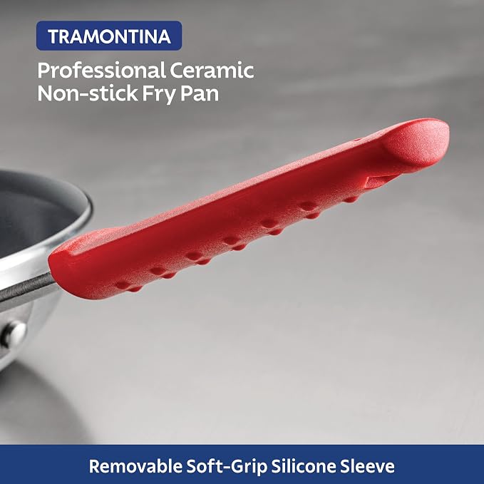 Tramontina Professional 14-Inch Ceramic Non Stick Extra Large Frying Pan | Heavy-Gauge Aluminum Skillet with Ceramic Nonstick Coating, Dishwasher and Oven Safe, Gray, Made in Brazil