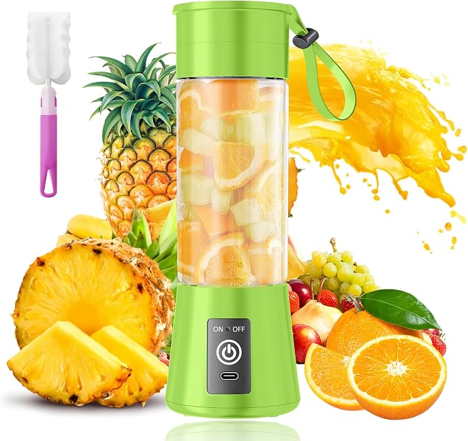 Portable Personal Size Mini Blender - 2026 New Upgrade Smoothies Blender | Small Blender with 380Ml Traveling BAP Free Cup for Sports/Home, 6 Blades Easily Squeeze Fresh Juice, 20000Rpm/Min Speed
