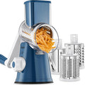 Geedel Rotary Cheese Grater Hand Crank, Cheese Shredder Vegetable Slicer | 3 Blades, 430 Stainless Steel, 12x Fast Cutting, Strong Suction Base, No BPA, Dishwasher Safe, for Cheese, Veggie, Nut