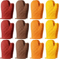 Geyoga 12 Pairs Oven Mitts Heat Resistant Kitchen Long Oven Gloves Mitts Thick Cotton Winter Quilted Baking Flexible Glove Bulk for BBQ Picnic Kitchen Grilling 10.6 Inch (12 Pairs,Orange red)