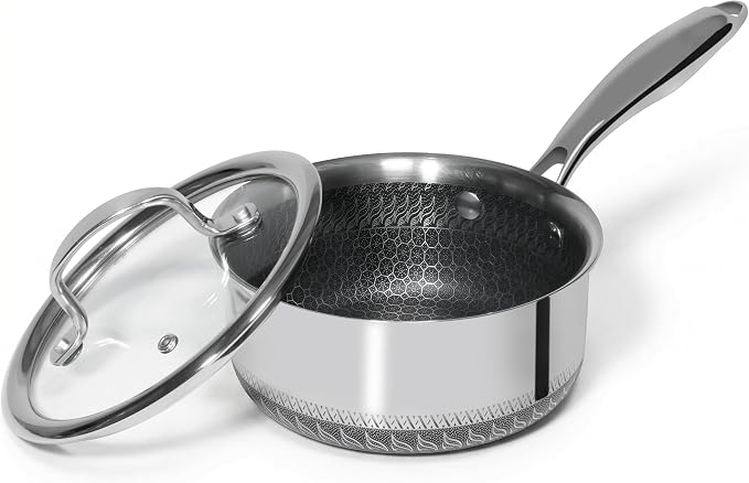 USELUCK Nonstick 2-QT Saucepan with Glass Lid,Stainless Steel Pot