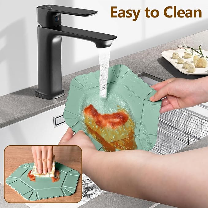 Magnetic Silicone Trivet Mat - Heat Resistant Hot Pad for Hot Dishes, Pots & Pans, Non-Slip Table & Countertop Protector (Green, Hexagon)